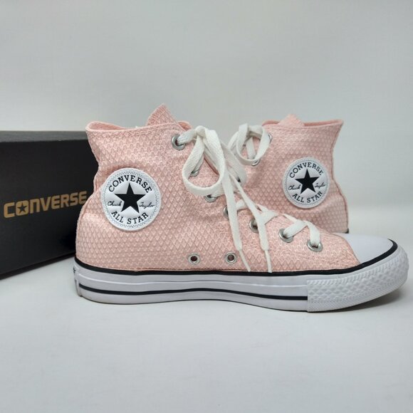 Women's Converse Chuck Taylor All Star Hi-Top White/Vapor Pink/White Sneakers-S7 - Picture 5 of 7